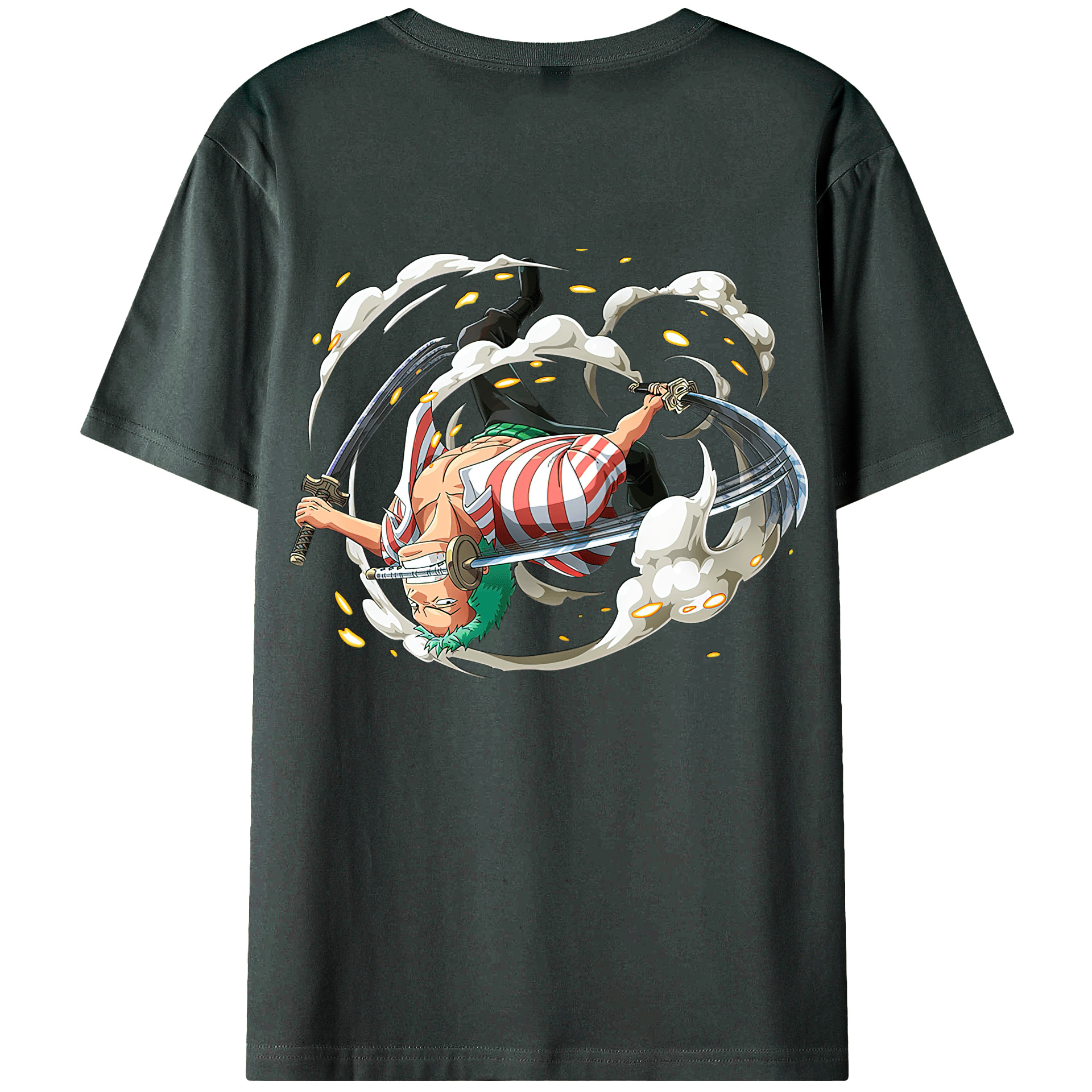 ワンピース ロロノア・ゾロ ONE PIECE Roronoa Zoro 綿100％ メンズ半袖Tシャツ（バックプリント） 通気性